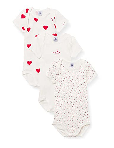Petit Bateau Baby Girls' Short-Sleeved Striped Bodysuit (3-Pack), Variant 1, 6 Months on Sale